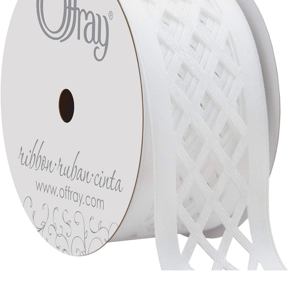 OFFRAY LATTICE WHITE SILK RIBBON LOT OF 7